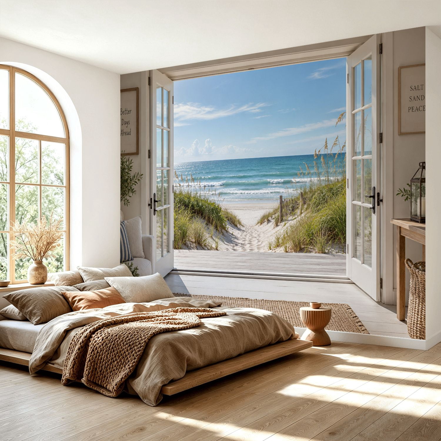 Peel and Stick Wall Mural Beach Window Coastal Seascape Self-Adhesive ...