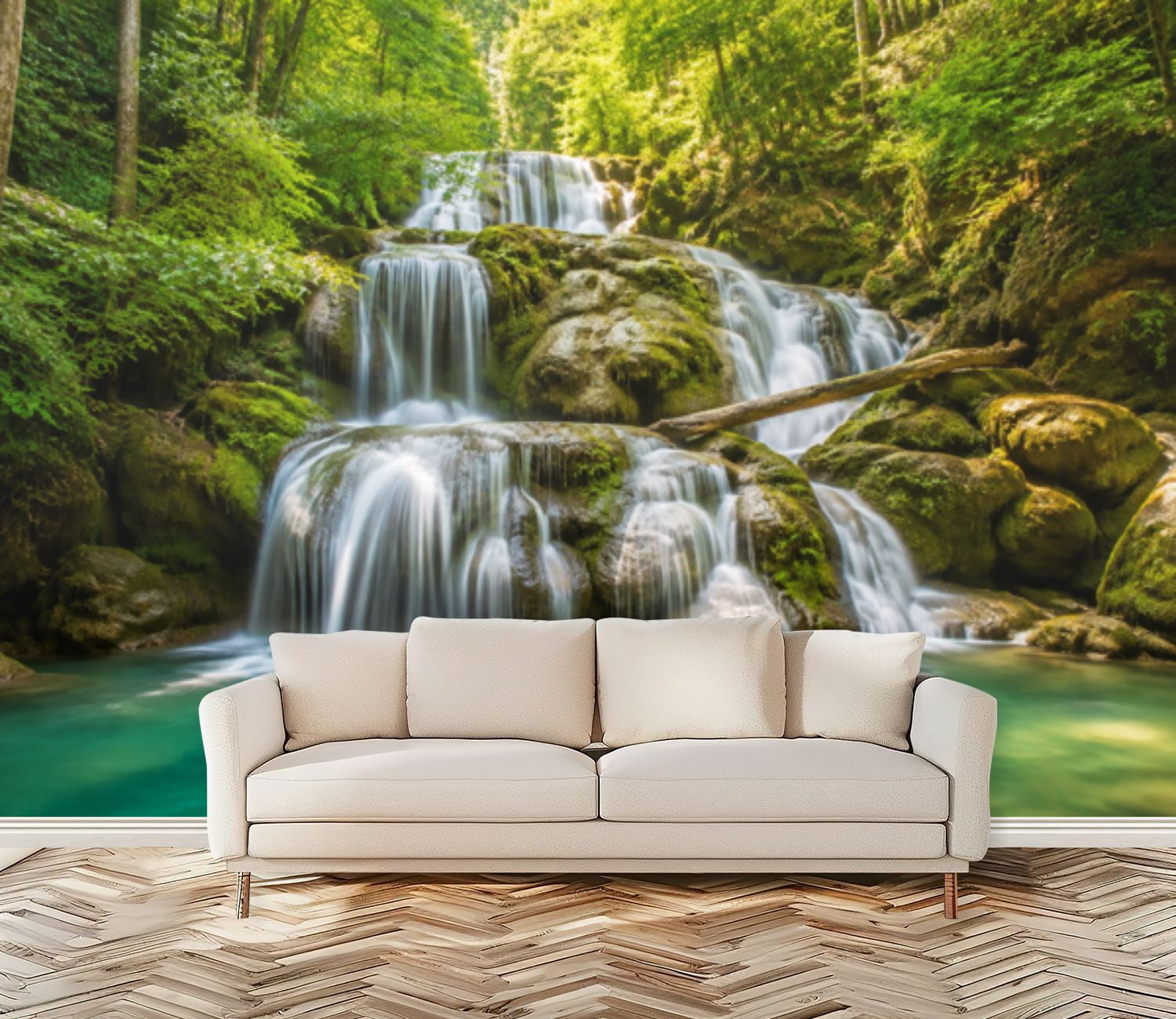 Peel and Stick Wall Mural Forest Waterfall Large Self Adhesive ...