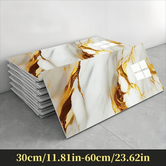 Peel and Stick Wall Panels, Marble PVC Waterproof Backsplash Tiles for Kitchen, Bathroom, Peel and Stick Tile