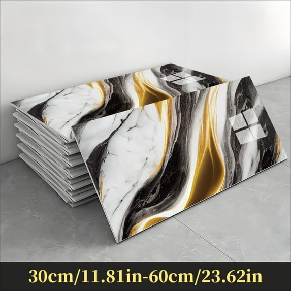 Peel and Stick Wall Panels, Marble PVC Waterproof Backsplash Tiles for Kitchen, Bathroom, Peel and Stick Tile