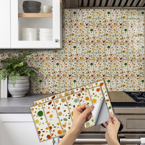 Peel and Stick Wall Tiles Stickers Decals 11.8 x 5.9" Multicolor Mosaic Pattern 6 Pcs Self Adhesive Waterproof Backsplash for Kitchen Bathroom Decor