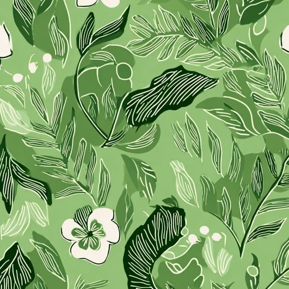 Peel and Stick Wallpaper 70s Retro green plant leaves Hand Self Adhesive Removable Renter Friendly Contact Paper for Bedroom 17.7in x 118in