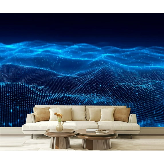 Peel and Stick Wallpaper Abstract Blue Technology Modern Art Wall Mural Decor Self Adhesive and Removable 69in x 98in
