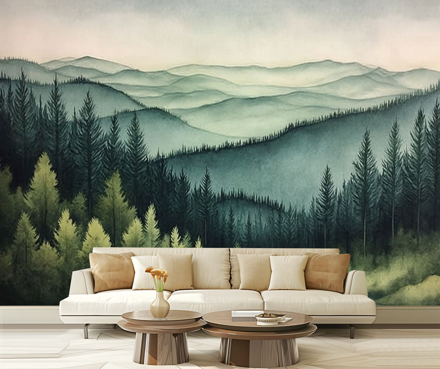 Peel and Stick Wallpaper Abstract Nature Green Landscape Mountain Scene ...