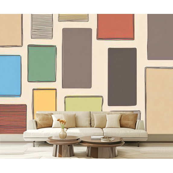 Peel and Stick Wallpaper Abstract colorful geometric line Contemporary abstract Modern Art Wall Mural Decor Self Adhesive and Removable 69in x 98in