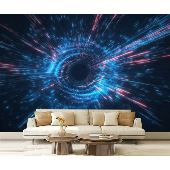 Peel and Stick Wallpaper Abstract hyper space tunnel 3d Modern Art Wall Mural Decor Self Adhesive and Removable 69in x 98in