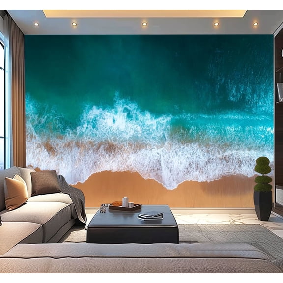 Peel and Stick Wallpaper Aerial view clear turquoise sea Modern Art Wall Mural Decor Self Adhesive and Removable 100in x 144in