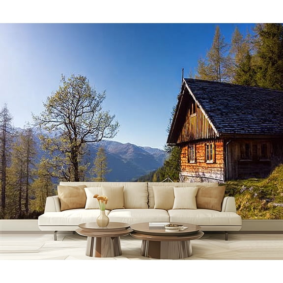 Peel and Stick Wallpaper Alpine cottage Modern Art Wall Mural Decor Self Adhesive and Removable 69in x 98in
