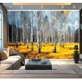 thumbnail image 1 of Peel and Stick Wallpaper Autumn Birch Forest Golden Grass Cloudy Sky Modern Art Wall Mural Decor Self Adhesive and Removable 100in x 144in, 1 of 8