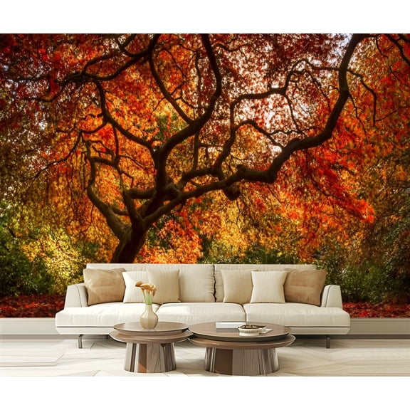 Peel and Stick Wallpaper Autumn Tree Modern Art Wall Mural Decor Self Adhesive and Removable 69in x 98in