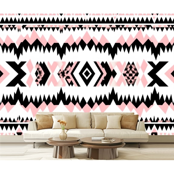 Peel and Stick Wallpaper Aztec Native design for Modern Art Wall Mural Decor Self Adhesive and Removable 69in x 98in