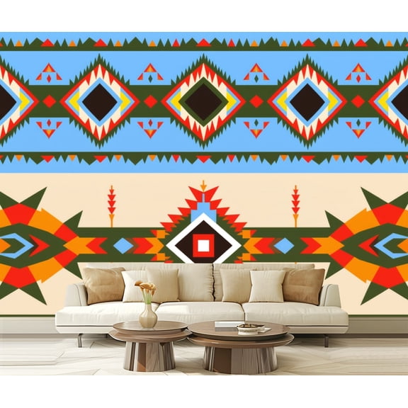 Peel and Stick Wallpaper Aztec Navajo geometric seamless Modern Art Wall Mural Decor Self Adhesive and Removable 69in x 98in