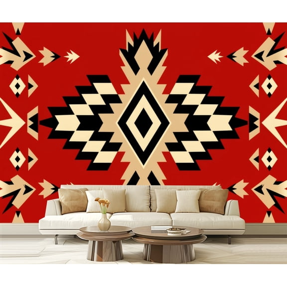 Peel and Stick Wallpaper Aztec Navajo geometric seamless Native Modern Art Wall Mural Decor Self Adhesive and Removable 69in x 98in
