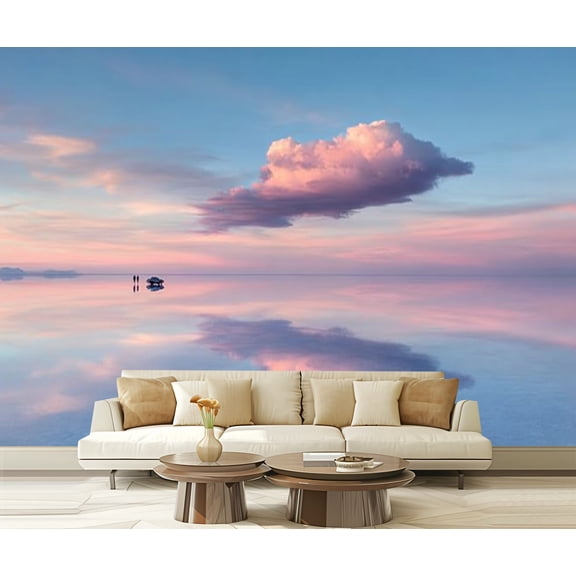 Peel and Stick Wallpaper Beautiful sunrise sky clouds lake water Modern Art Wall Mural Decor Self Adhesive and Removable 69in x 98in