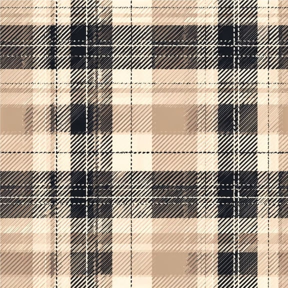 Peel and Stick Wallpaper Beige Black Plaid Checkered Crosshatch Self Adhesive Removable Renter Friendly Contact Paper for Bedroom 24in x 118in