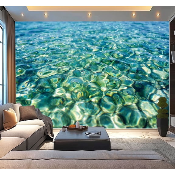 Peel and Stick Wallpaper Ble clear water surface close up Modern Art Wall Mural Decor Self Adhesive and Removable 100in x 144in