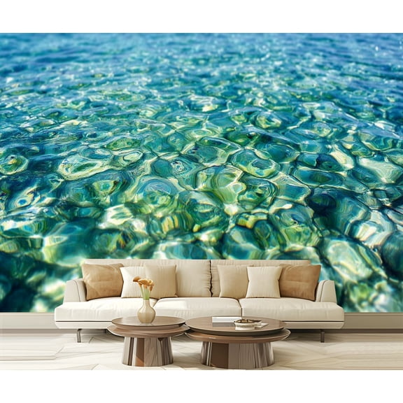 Peel and Stick Wallpaper Ble clear water surface close up Modern Art Wall Mural Decor Self Adhesive and Removable 69in x 98in