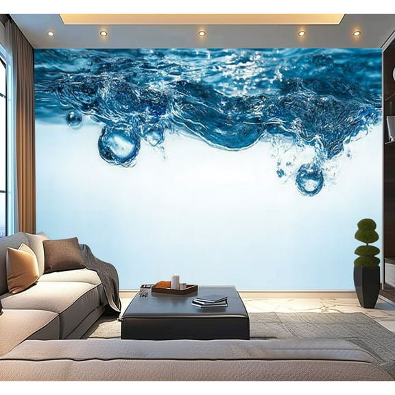 Peel and Stick Wallpaper Blue Water Surface Modern Art Wall Mural Decor Self Adhesive and Removable 100in x 144in