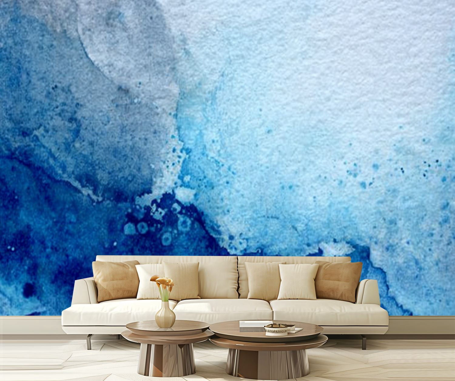 Peel and Stick Wallpaper Blue watercolor abstract ocean Modern Art Wall ...
