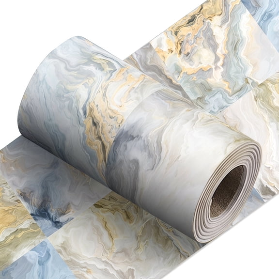 Peel and Stick Wallpaper Border 2 Rolls, Tile Pattern Self Adhesive Wall Decor for Kitchen Bedroom 4"x94.5"