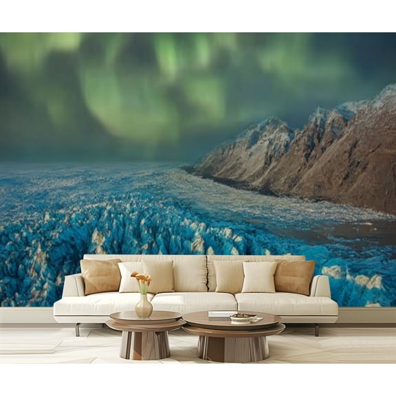 Peel and Stick Wallpaper Borealis Above Glacier Modern Art Wall Mural Decor Self Adhesive and Removable 69in x 98in