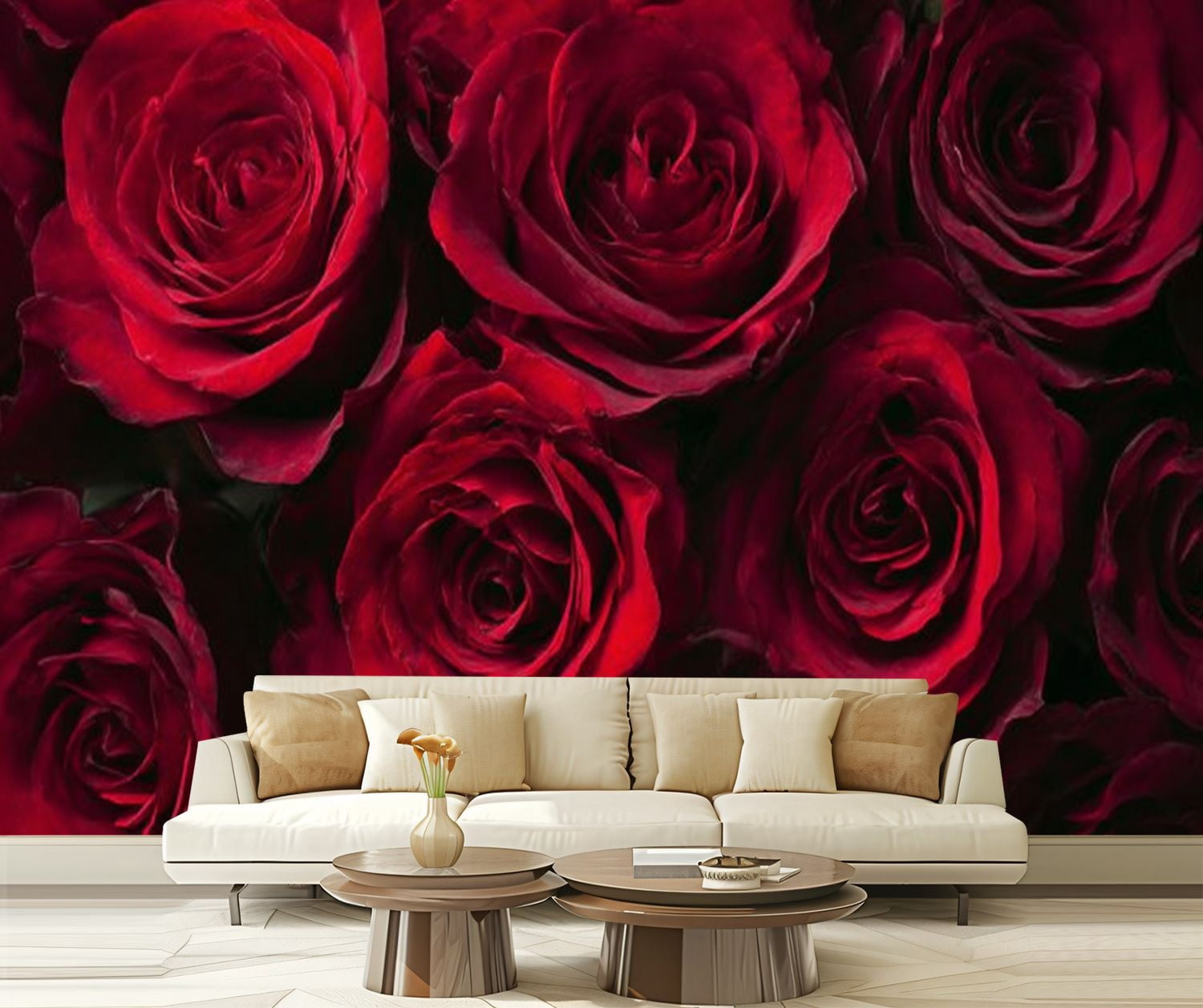 Peel and Stick Wallpaper Bouquet dark red roses Modern Art Wall Mural ...
