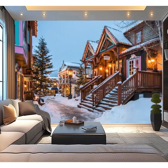 Peel and Stick Wallpaper Breckenridge Colorado Townscape Modern Art Wall Mural Decor Self Adhesive and Removable 100in x 144in