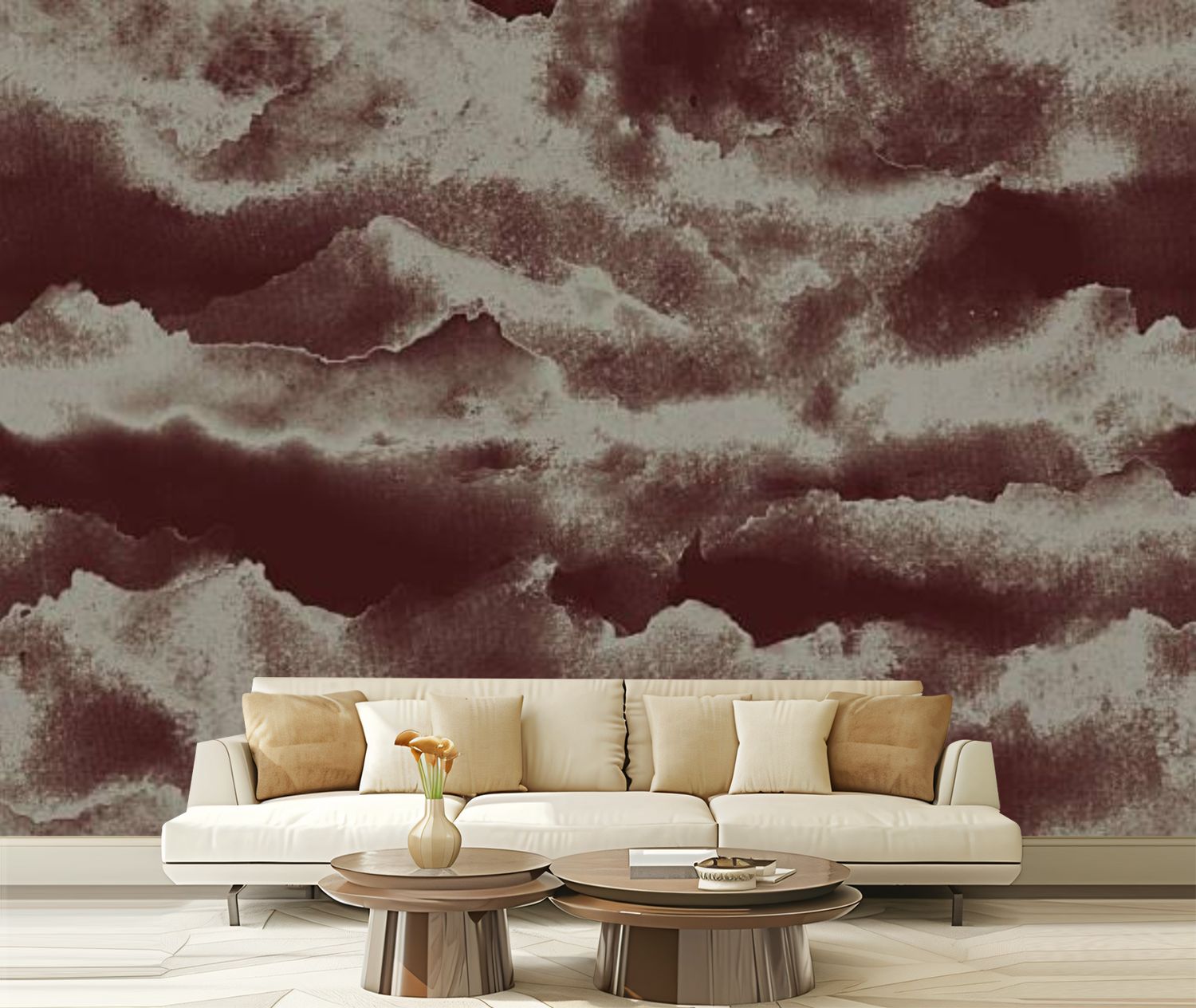 Peel and Stick Wallpaper Canvas Abstract sepia seamless Modern Art Wall ...