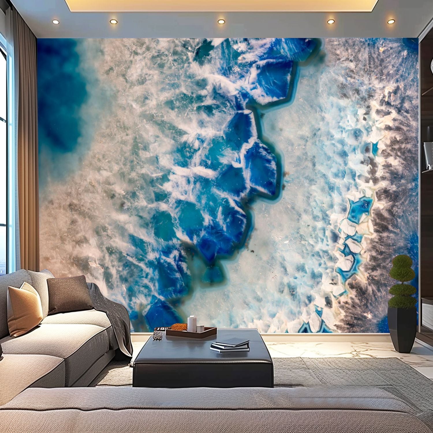 Peel and Stick Wallpaper Canvas Agate Stone Modern Art Wall Mural Decor ...