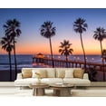 thumbnail image 1 of Peel and Stick Wallpaper Canvas Beach Pier sunset Los Angeles California Modern Art Wall Mural Decor Self Adhesive and Removable 69in x 98in, 1 of 6