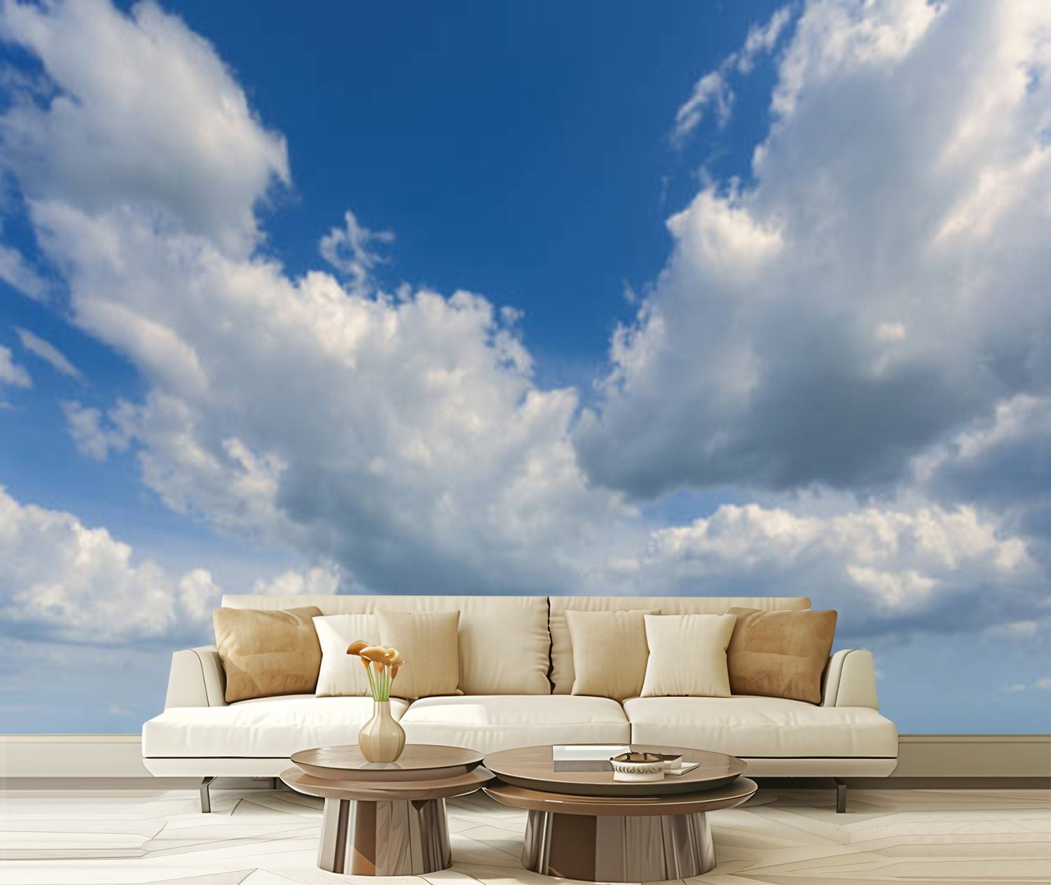 Peel and Stick Wallpaper Canvas Blue sky clouds beautiful sunny day as ...