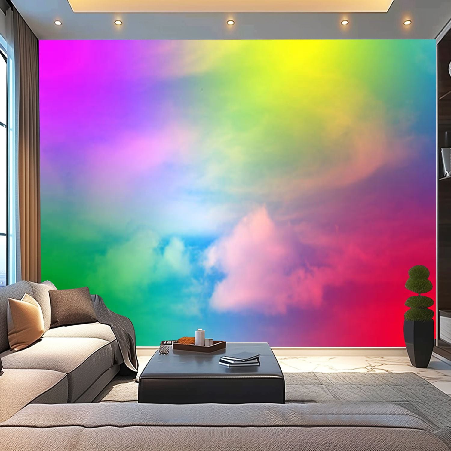Peel and Stick Wallpaper Canvas Clouds sky daytime pastel Modern Art ...
