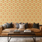 Peel and Stick Wallpaper Canvas Contact Paper Abstract geometric seamless Vintage abstract flowers circles Self Adhesive and Removable 17in x 118in