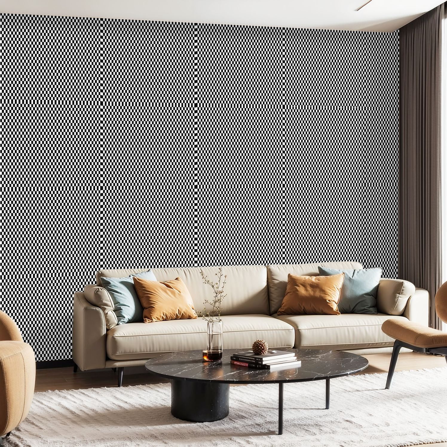 EPPKILY Peel And Stick Geometric Wallpaper - Grey Beige Abstract Self-Adhesive Wallpaper For Cabinets, Walls, Furniture (17.5x102 Inch)