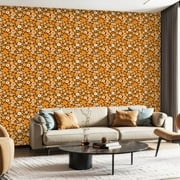 Peel and Stick Wallpaper Canvas Contact Paper Colorful 60s 70s style retro hand drawn floral Multicolored Self Adhesive and Removable 24in x 118in