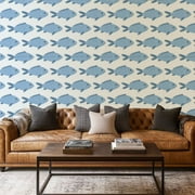 Peel and Stick Wallpaper Canvas Contact Paper Fish seamless Nature theme Self Adhesive and Removable 17in x 118in