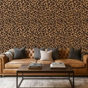Peel and Stick Wallpaper Canvas Contact Paper Leopard print seamless fashion design for textile cat animal Self Adhesive and Removable 17in x 118in