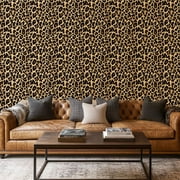 Peel and Stick Wallpaper Canvas Contact Paper Leopard skin seamless animal design texture spots Self Adhesive and Removable 17in x 118in