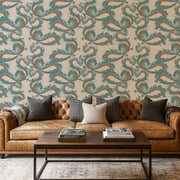 Peel and Stick Wallpaper Canvas Contact Paper Seamless Dragon Vintage oriental style Self Adhesive and Removable 17in x 118in
