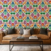 Peel and Stick Wallpaper Canvas Contact Paper Seamless traditional floral polish folk ethnic Self Adhesive and Removable 17in x 118in