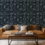 Peel and Stick Wallpaper Canvas Contact Paper Space elements hand drawn seamless Space theme cartoon doodle Self Adhesive and Removable 17in x 118in