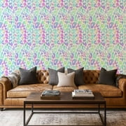 Peel and Stick Wallpaper Canvas Contact Paper Trendy Neon Leopard horizontal rainbow wild animal leo skin Self Adhesive and Removable 17in x 118in
