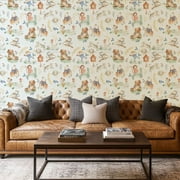 Peel and Stick Wallpaper Canvas Contact Paper animals watercolor seamless tile for children baby other Self Adhesive and Removable 17in x 118in