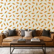 Peel and Stick Wallpaper Canvas Contact Paper cartoon seamless carrot easter theme vegetable healthy vegan Self Adhesive and Removable 17in x 118in