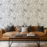 Peel and Stick Wallpaper Canvas Contact Paper seamless line hand drawn school theme texture notebook Self Adhesive and Removable 17in x 118in