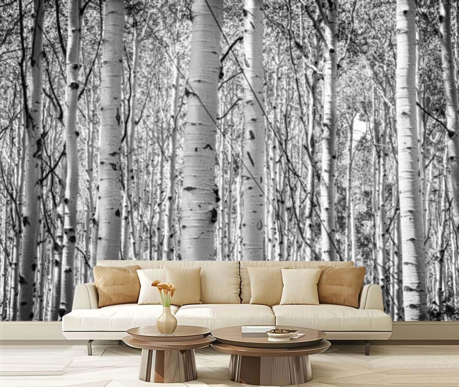 Peel and Stick Wallpaper Canvas Forest aspen trees Utah Modern Art Wall ...