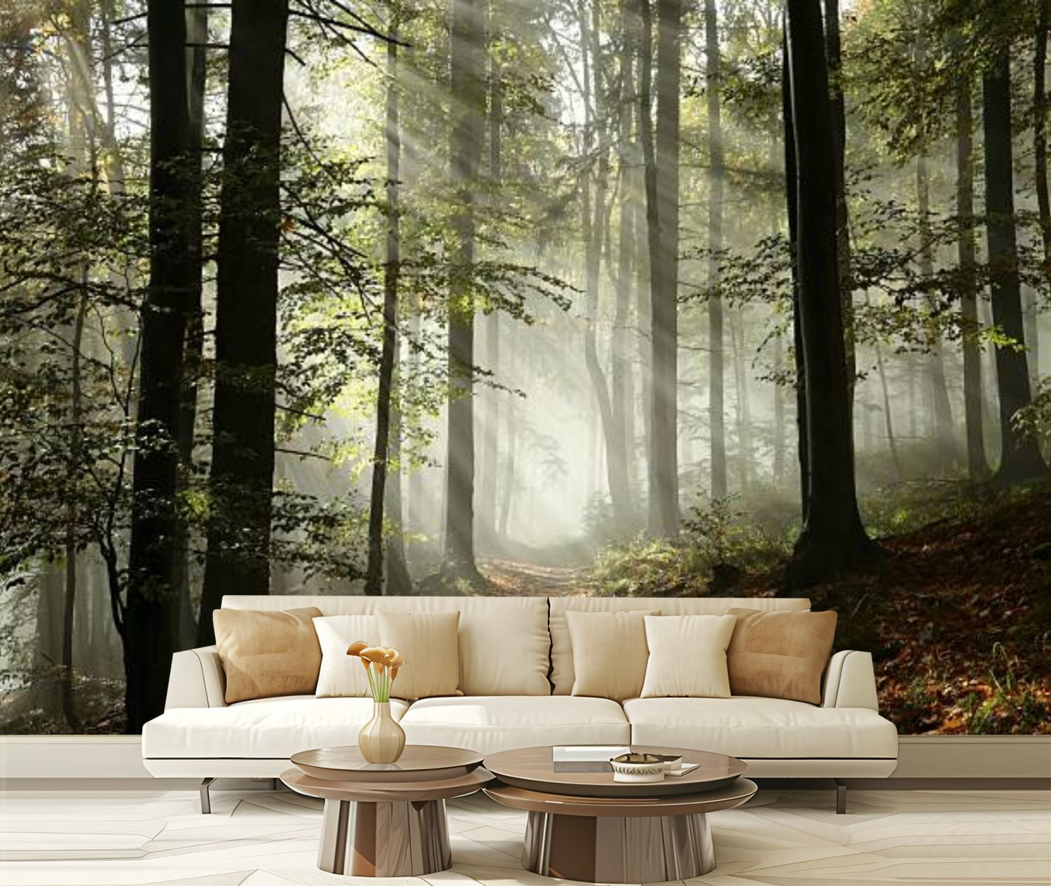 Peel and Stick Wallpaper Canvas Forest path fog Modern Art Wall Mural ...