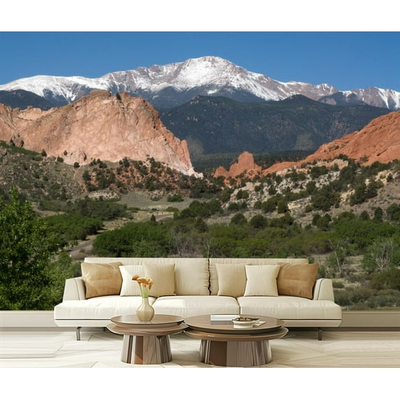 Peel and Stick Wallpaper Canvas Garden Gods Pikes Peak Modern Art Wall Mural Decor Self Adhesive and Removable 69in x 98in