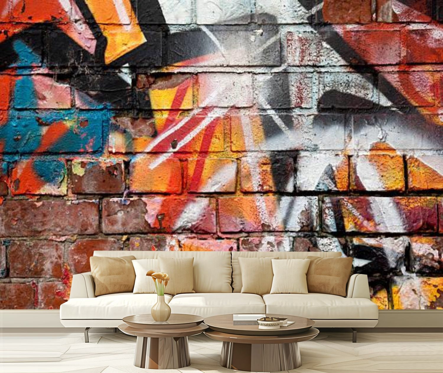 Peel and Stick Wallpaper Canvas Grunge grafitti brick wall Modern Art ...
