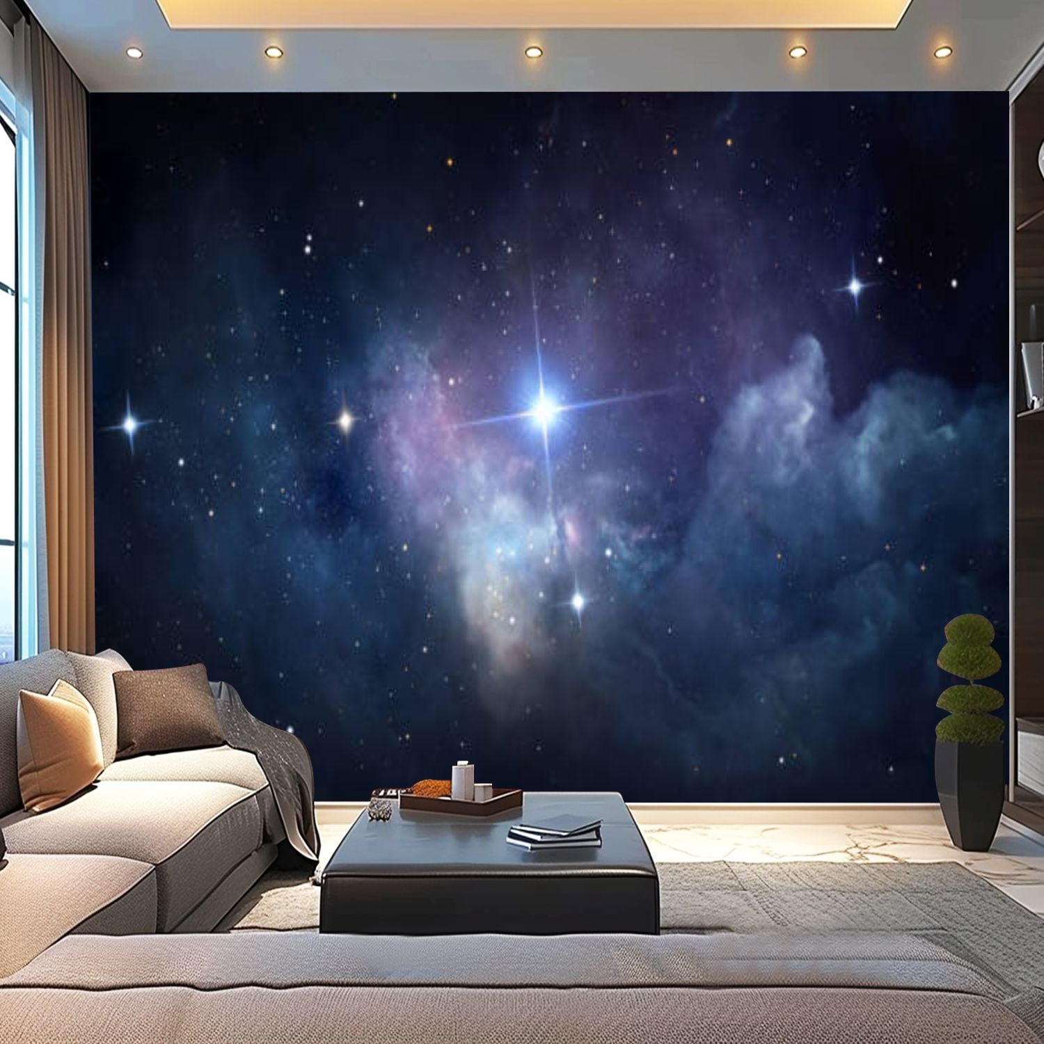 Peel and Stick Wallpaper Canvas Guiding Star Modern Art Wall Mural ...